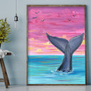 Hand Painted on Canvas DIY Marine Life Oil Paint By Numbers Drawing Kit Ornament