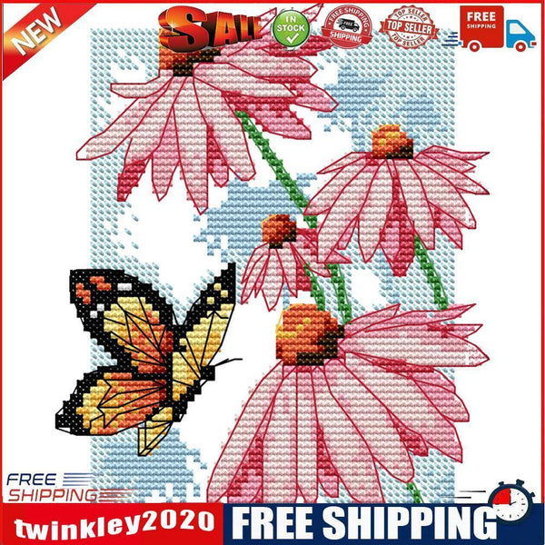 14CT Cross Stitch Kit Flowers Print DIY Embroidery Needlework Sets (H590)