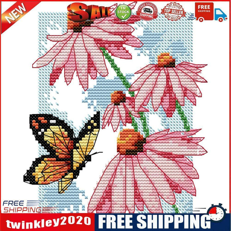 14CT Cross Stitch Kit Flowers Print DIY Embroidery Needlework Sets (H590)