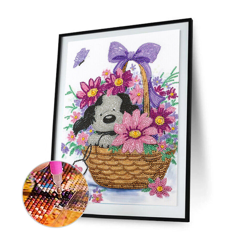 5D Diamond Flower Basketball Puppy Full Drill Rhinestone Mosaic Art Picture Kits