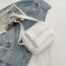 Women Autumn Winter Fashion Lamb Wool Pure Color Messenger Bags Shoulder Bag