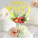 Flowers Happy Mothers Day Cake Topper Mirror Acrylic Insert Card Mom Gift Decor