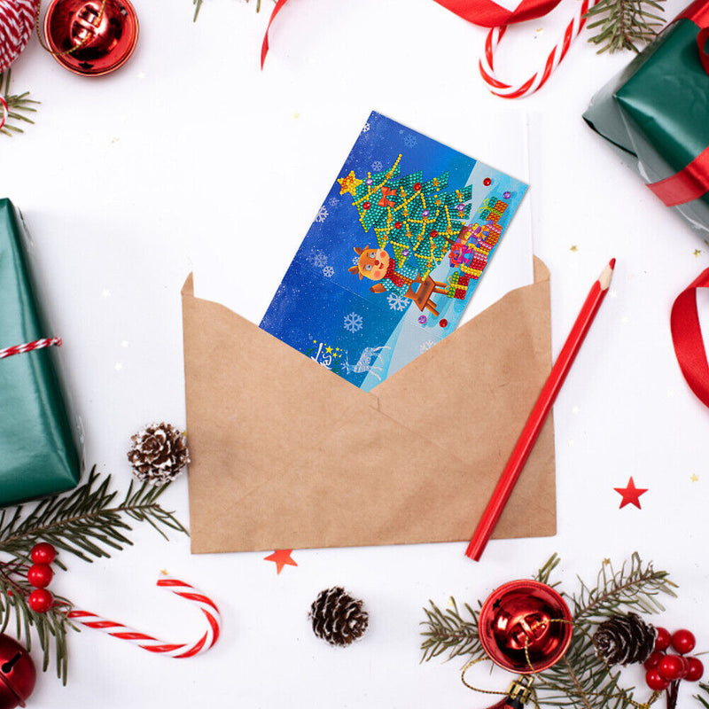 Blessing Christmas Card DIY Special Shape Glitter Diamond Greeting Cards Gift
