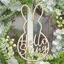 Wooden Hello Spring Wreath Sign Easter Bunny Wreath Spring Decor Wedding I8D6