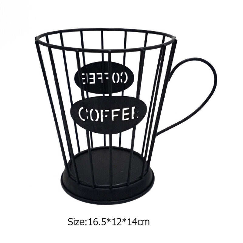 Coffee Cup Shape Retro Coffee Capsule Storage Basket for Home Cafe (Black) Newly