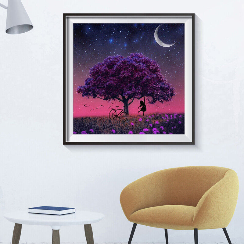 5D DIY Diamond Painting Tree Girl Full Round Drill Cross Stitch Home Decoration