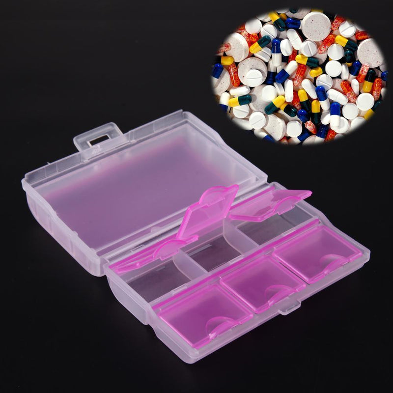 5pcs Travel Tablet Medicine Dual Layer 6 Compartments Dispenser Box(Pink)