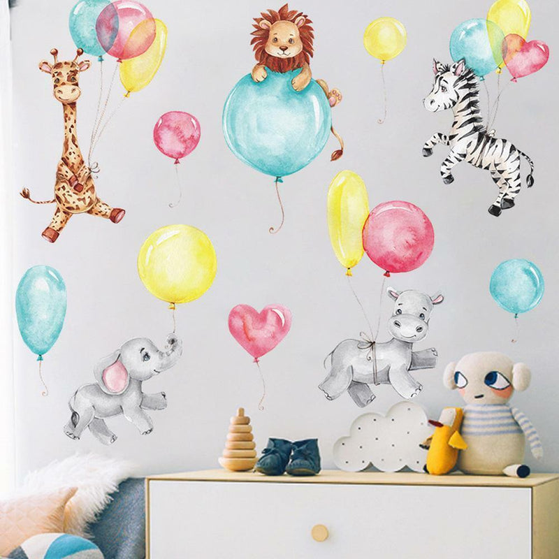 Cartoon Balloon Elephant Wall Stickers Kids Rooms Bedrooms Room Living H4T4