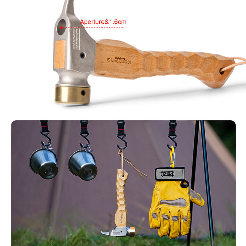 Camping Hammer Tent Mallet Stake Puller Hammer with Strap (Steel + Copper) Newly
