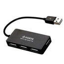 Black USB 2.0 Hi-Speed 4-Ports Splitter Hub For PC Speed High K4N4