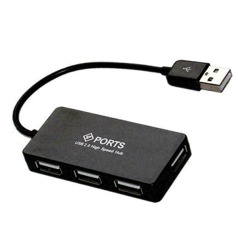 Black USB 2.0 Hi-Speed 4-Ports Splitter Hub For PC Speed High K4N4