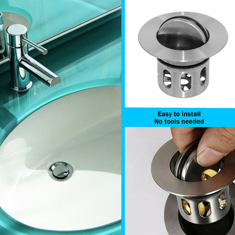 Stainless Steel Thicken Basket Vanity Stopper Basin Drainer Bathroom Plug Bou