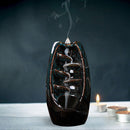 Incense Holder Ceramic Backflow Waterfall Incense Burner with 50 Cones (C) Newly