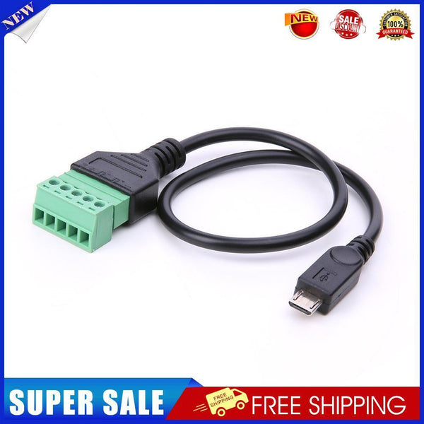 Micro USB Male to 5 Pin Screw Connector w/30cm Shield Terminal Plug Cable