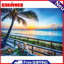 5D DIY Diamond Painting Full Round Drill Seaside Sunset Decor Rhinestone Crafts