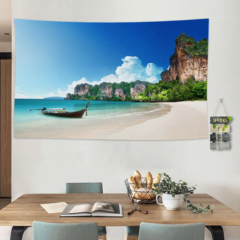 Fashionable Island Boat Wall Mounted Tapestry Home Bedroom Dorm Rug Decoration