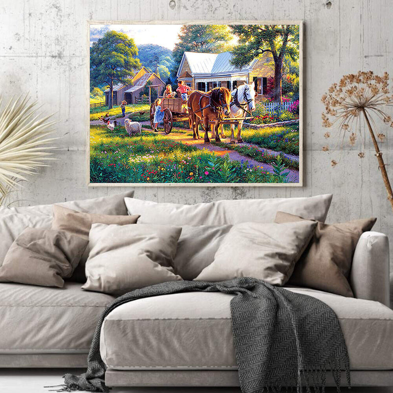 DIY Paint By Number Kit Farm Scenery No Frame for Home Decoration Art Gift