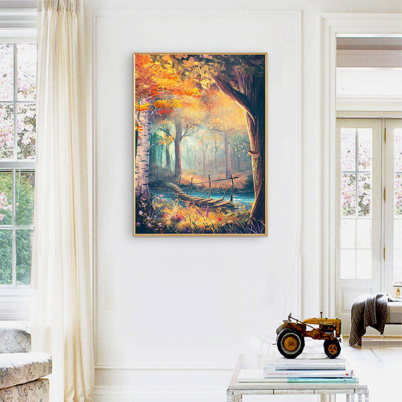 Forest Bridge Lake Oil Paint By Numbers Kits DIY Home Decoration Gift Unframed