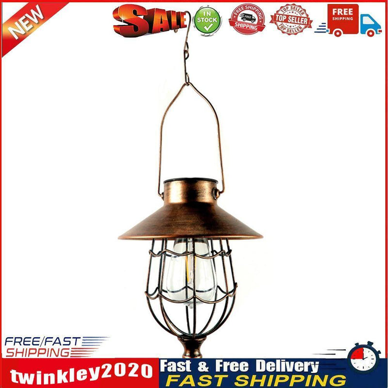 Metal Bronze LED Solar Lantern Pendant Waterproof Outdoor Decor Lamp (05) Newly