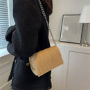 #A Weave Woven Small Square Chain Crossbody Messenger Handbags Purses for Girls