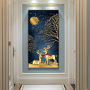 Golden Deer Oil Paint By Numbers DIY Handpainted on Canvas Wall Picture Unframed