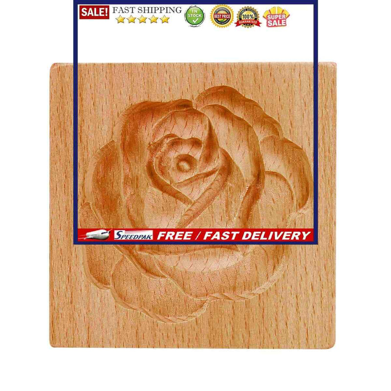 Wooden Cookie Mold Flower Pine Cone Shape Carved Handmade Stamps for DIY Muff