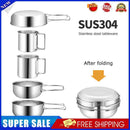 5 Piece Camping Tableware Set Stainless Steel Portable Cup Bowl Pot Tableware