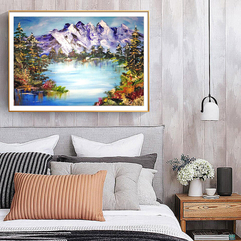 DIY Full Round Drill Diamond Painting Mountain River Mosaic Rhinestone Draw