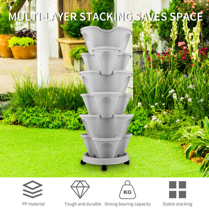 Stackable Planter Vertical Garden Tower for Strawberry (Moveable White) Newly