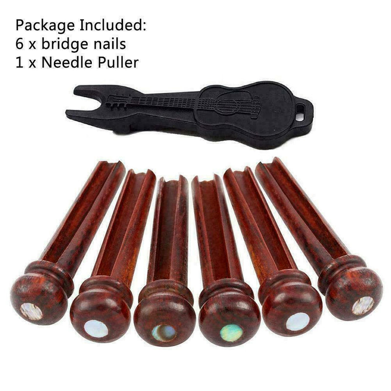 1 Set Acoustic Guitar Wood Bridge Pins Inlaid with T5E3 Dot Abalone K5V5
