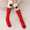 Girls Cartoon Socks Cotton Baby Child Knee High Long Stockings (White Bear
