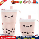 Retractable Milk Tea Pencil Case Stationery Storage Pen Holder (Pink) Newly