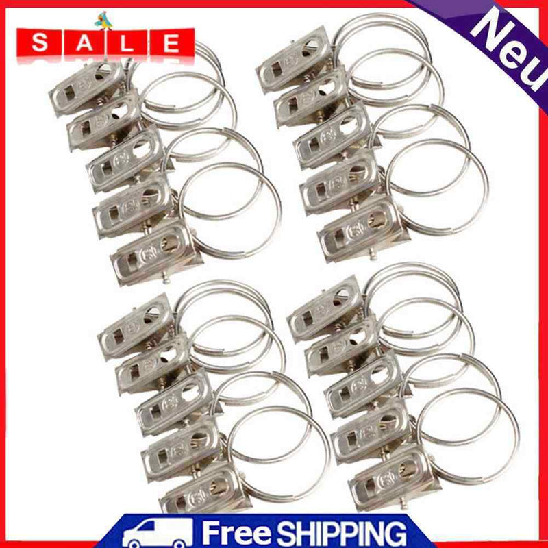 100pcs Stainless Steel Window Shower Curtain Rod Clips Rings Drapery Clips