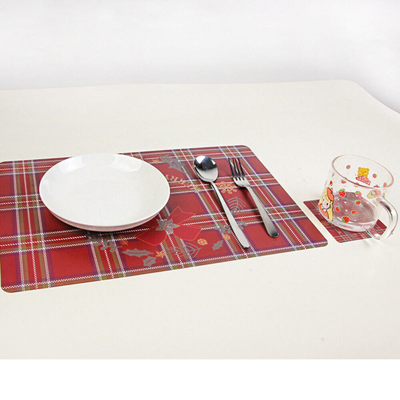 12pcs Christmas Placemat Ornament for Home Kitchen Table Desk Mat Christmas Gift