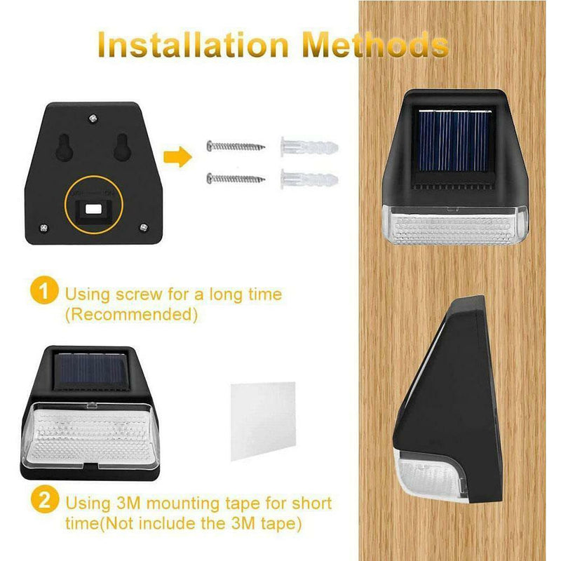 Solar Powered Led Garden Fence Lights Wall Step Outdoor Waterproof Lighting
