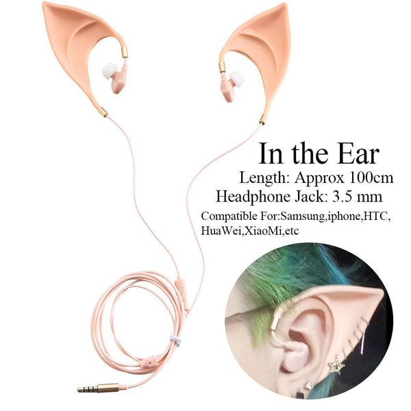 Elves Built In Mic Stereo Fairy Elf Ears Earphone In-Ear Headphone Earbuds