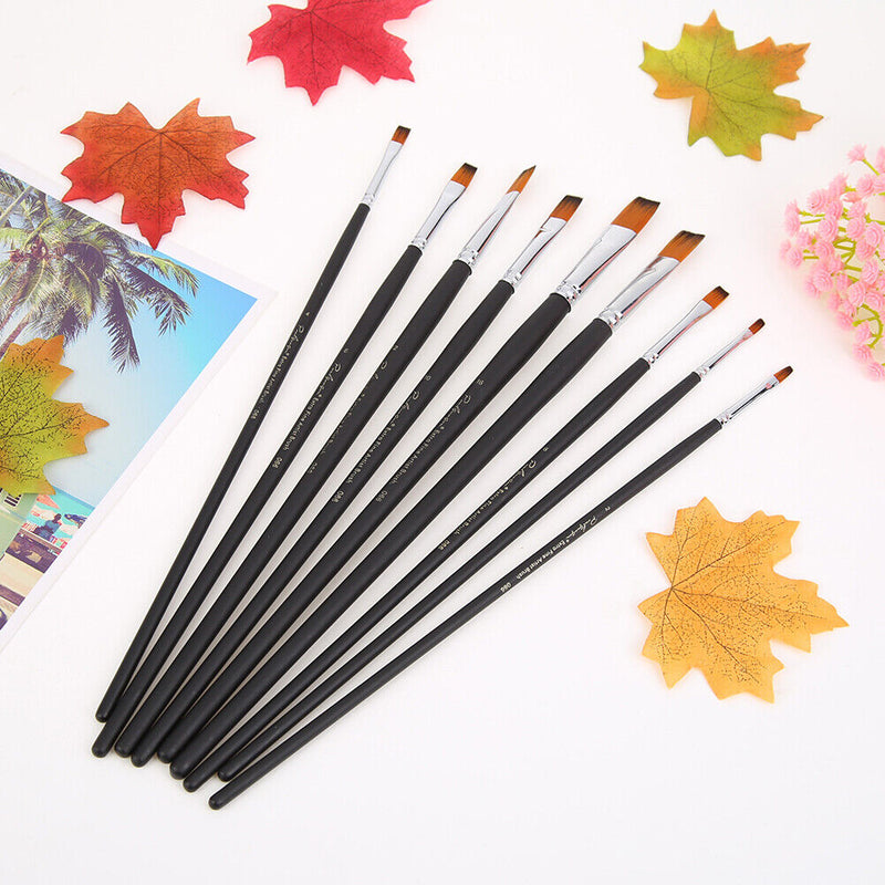 9pcs Nylon Hair Watercolor Oil Acrylic Painting Brushes Pens DIY Art Tools
