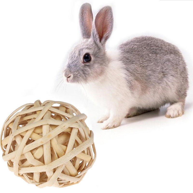 Small Animal Chew Grass Ball Pet Hamster Molar Tooth Clean Balls (Rattan)