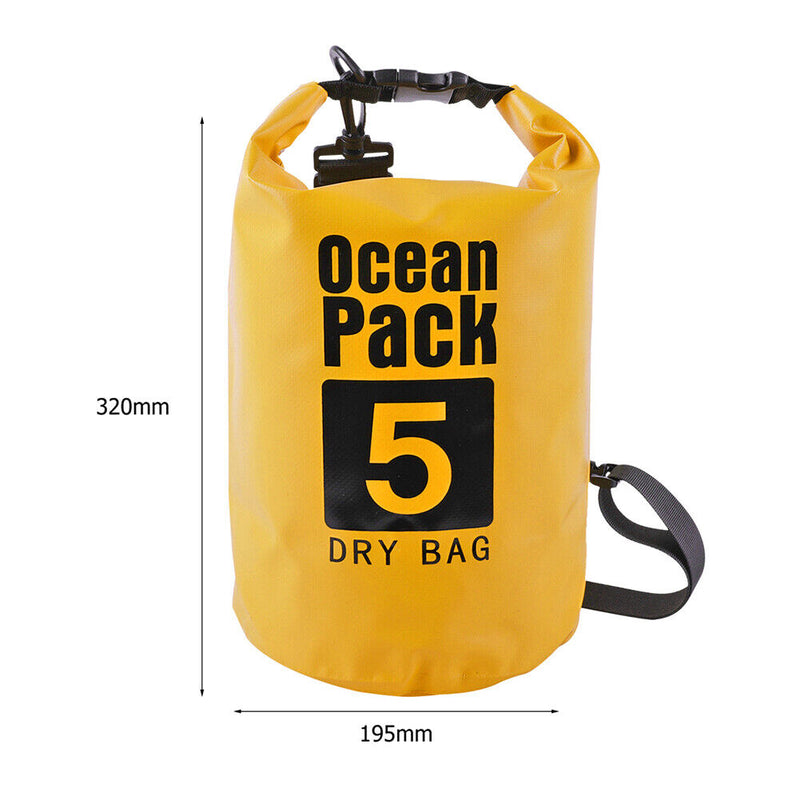 Waterproof Dry Bag Pack Sack Swimming Kayaking River Trekking (5L Yellow) Newly