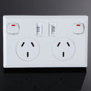 Dual USB-Australian AU Male Wall Outlet Home Power Point Input