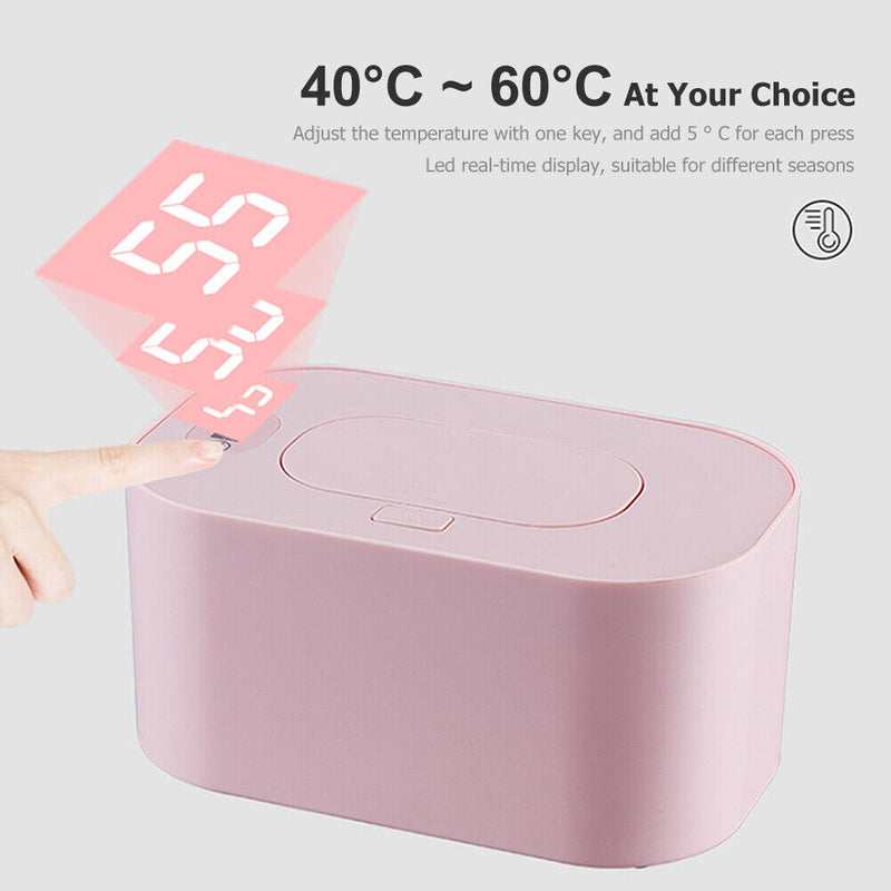 Smart Baby Wipe Warmer with Display Screen Heating Tissue Box (Pink) Newly
