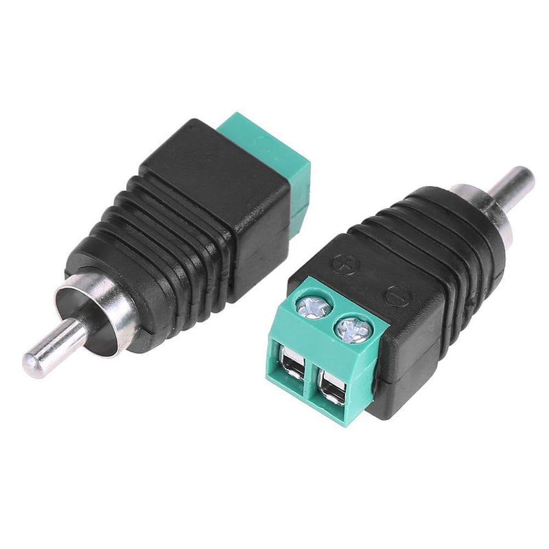 2pcs Speaker Wire Cable to Audio Male RCA Connectors Adapters Jack Plug Newly
