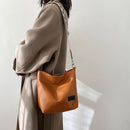 Fashion Women Messenger Tote Bag Solid PU Casual Shoulder Handbag Bucket Satchel