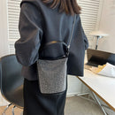 Fashion Rhinestone Shoulder Bag Glitter Diamond PU Leather Bucket Totes Handbag