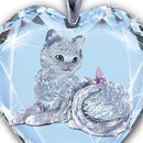 Cat Pattern Pendant White Crystal Women's Necklace Heart Shaped Jewelry