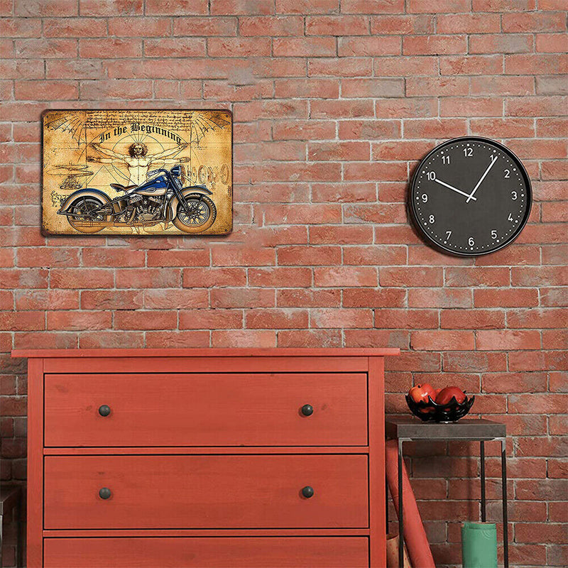 Retro Beginning Motorcycle Metal Plate Painting for Bar Pub Tin Wall Sign