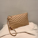 Women Fashion PU Leather Solid Color Clutch Business Female Zipper Satchel Bag