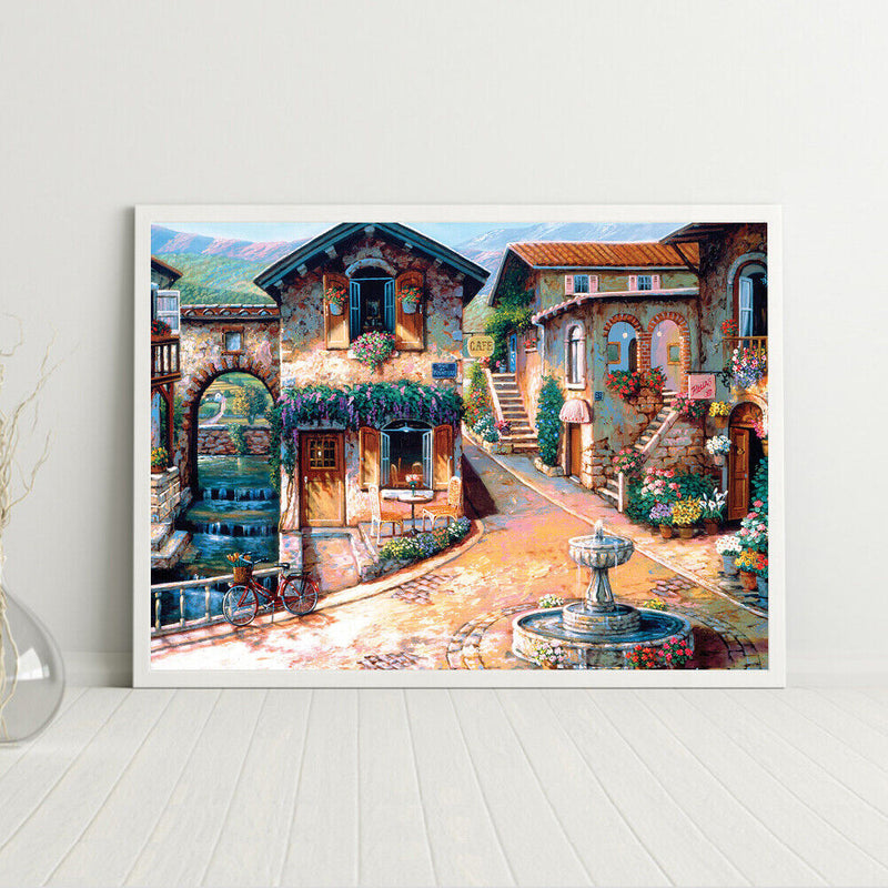 Handpainted DIY Beautiful Town Oil Paint by Numbers Kit Pictures Wall Craft
