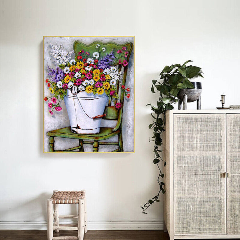 Chair Flower Oil Paint By Numbers Kits Canvas DIY Picture Hand Painted Wall A