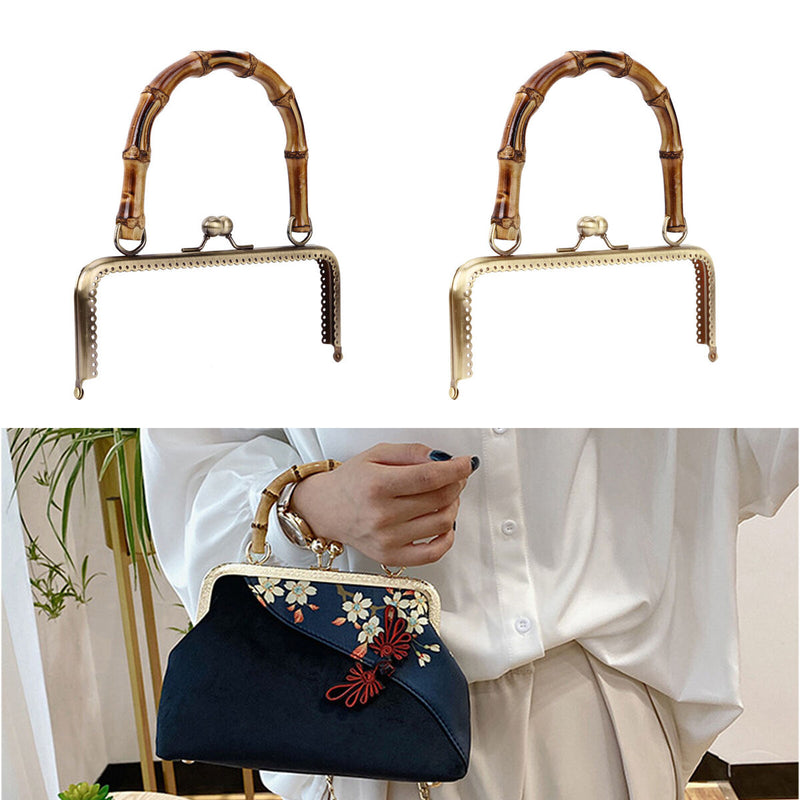 Metal Purse Frame Kiss Clasp Lock Bamboo Square Handle for DIY Bag Making